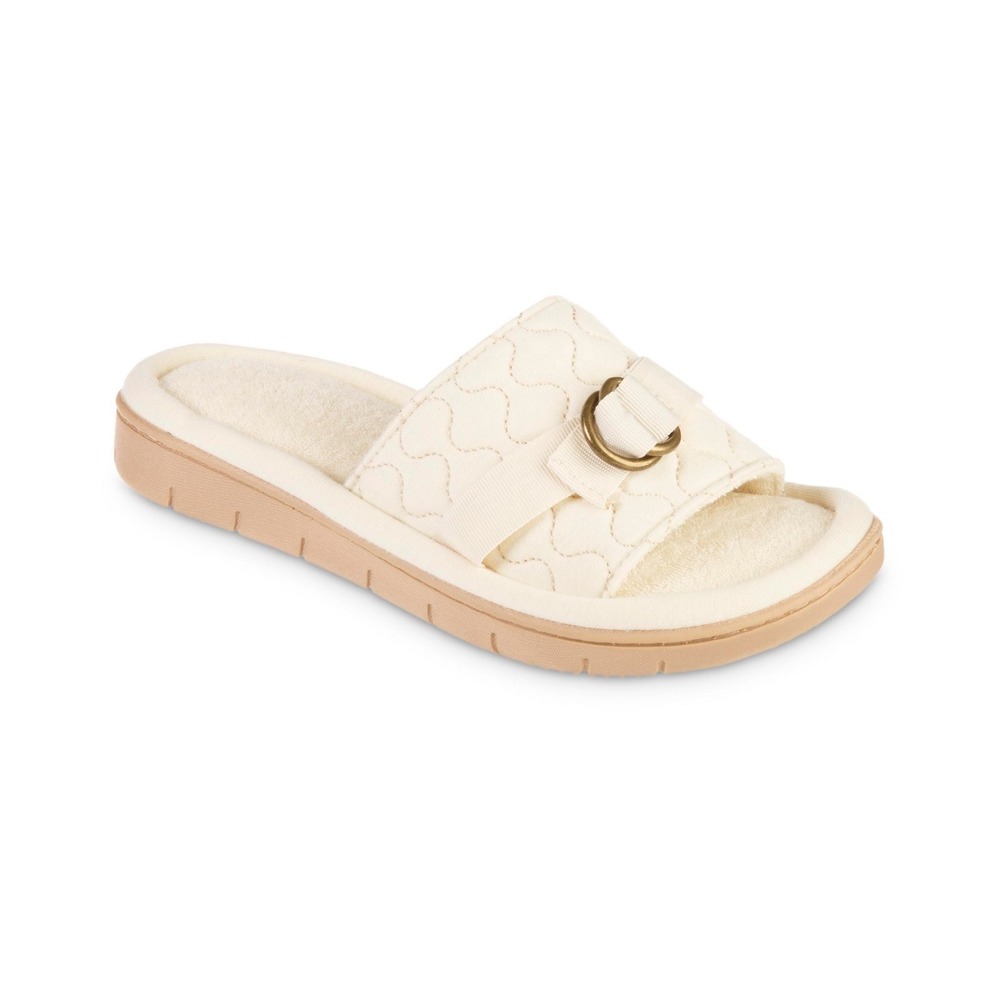 Isotoner Women's Clean Water Slide with Bloom - Beige -‎ Size 7.5-8